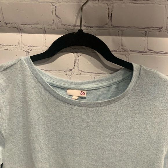 So Juniors Cozy Long Sleeve Knit Top light blue size large - Picture 3 of 5